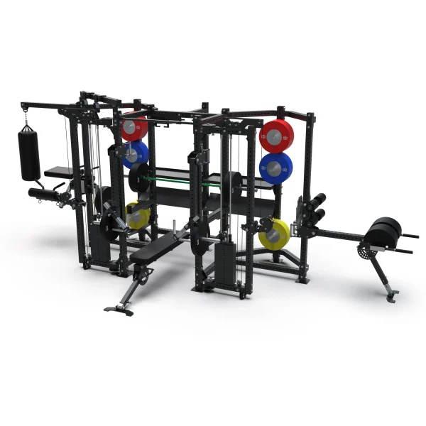 Smith Machine Multifunction Power Cage with Smith Bar LAT Pull-Down Systems and Cable Crossover Machine