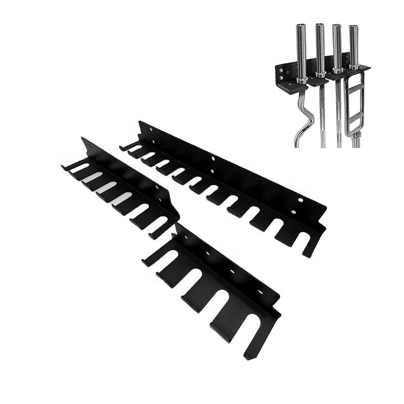 Wall Mounted Barbell Storage Rack for Home Gym - Vertical Bar Organizer Holder for Shaft & EZ Curl Bar