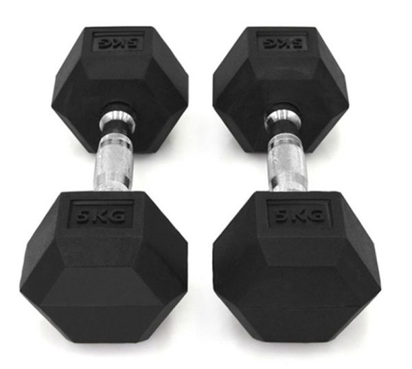 Commercial Rubber Coated Hex Dumbbells - Factory Supply Gym Equipment with Non-Slip Hexagonal Design