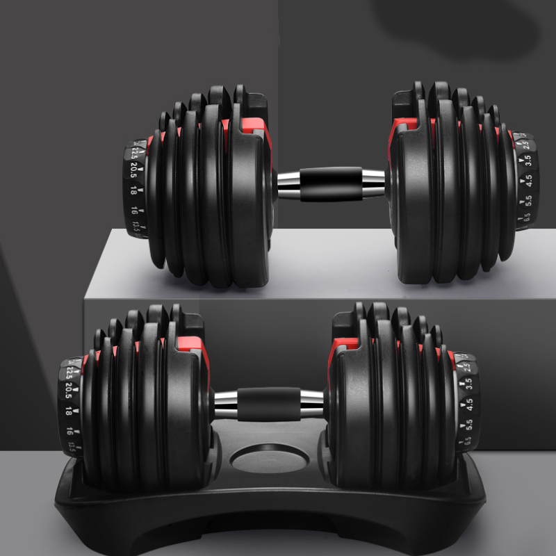 24kg 52.5 LBS 15 Adjustable Gears Dumbbells Fitness Equipment Set Adjustable Dumbbells