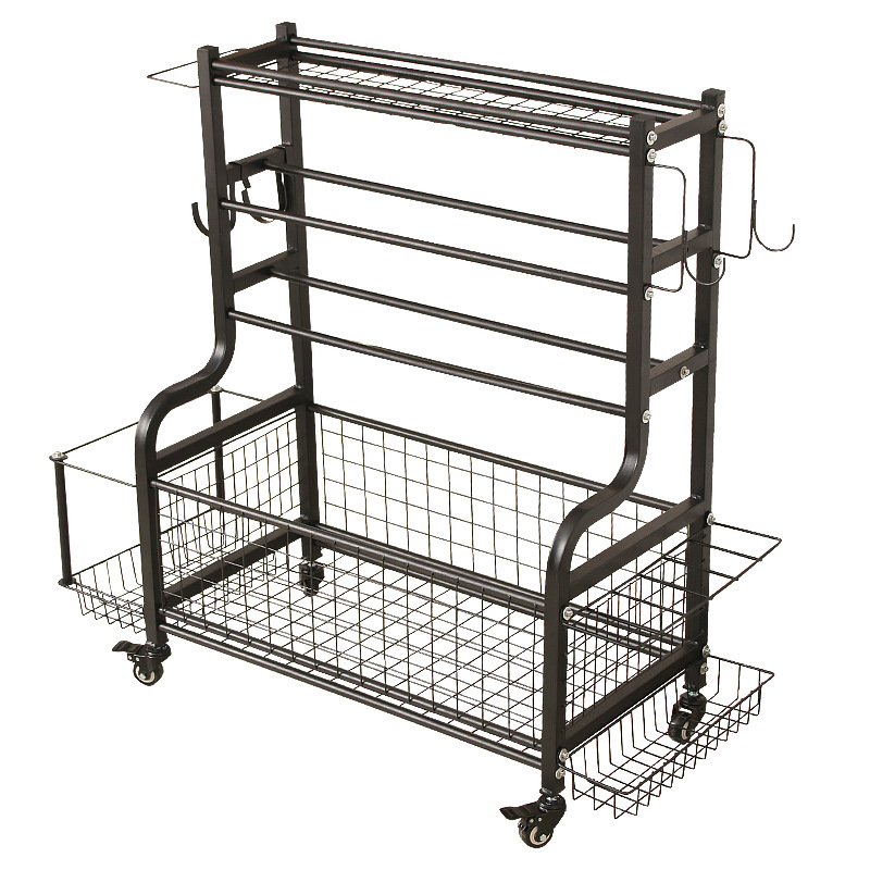 Multi-Functional Mobile Cart for Sports Fitness Equipment Storage Dumbbell Rack for Basketball and Yoga Gear