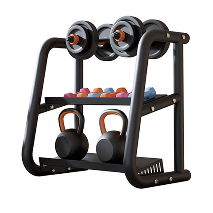 Commercial & Home Use Dumbbell Rack with Kettlebell Holder, Multi-Function Fitness Equipment Storage Rack