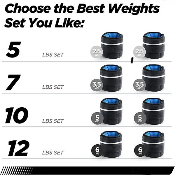 Adjustable Durable Padded Anti-Slip Ankle Weights for Gym Sessions