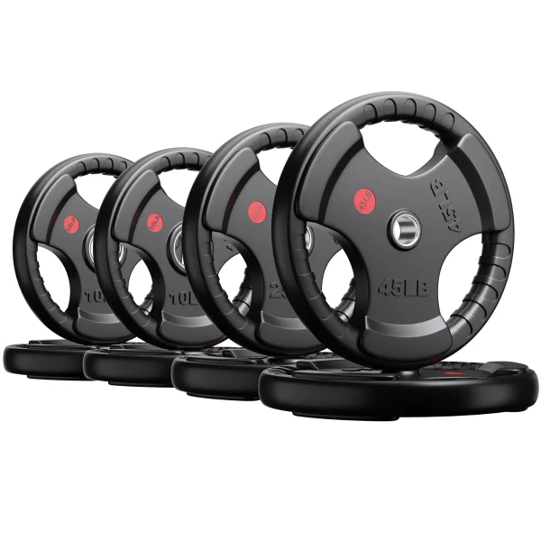 Pre-Cut Stackable Competition Rubber Weight Plates for Garage-Gym Use for