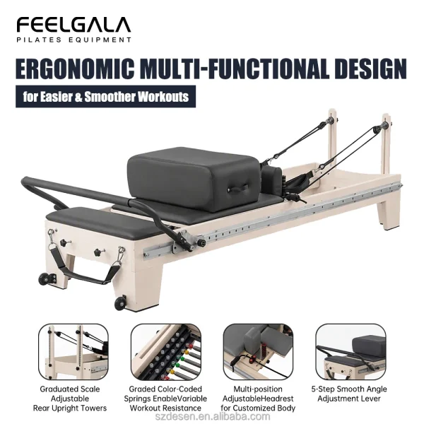 Exclusive Trendy Appearance Adjustable Track Pilates Reformer for Studio Gym