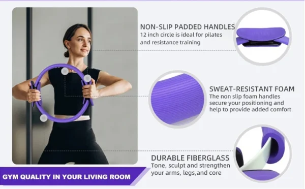 Pilates Accessories Kit Gym Stretch Resistance Band Yoga Ball Magic Circle