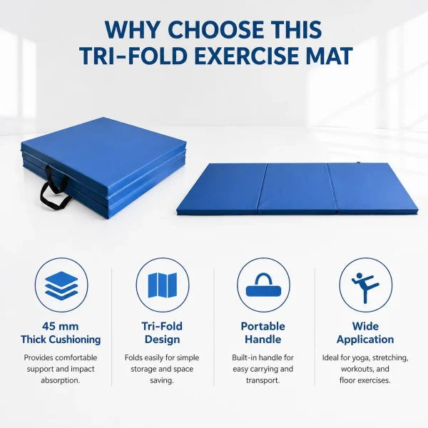 Thick Tri Fold Yoga Mat Multi Functional Dance Practice Mat Folding Soft Mat