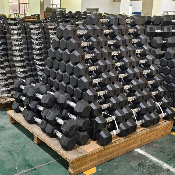 Selling Rubber Coated Dumbbell Free Weights Gym Hex Dumbbells for Gym