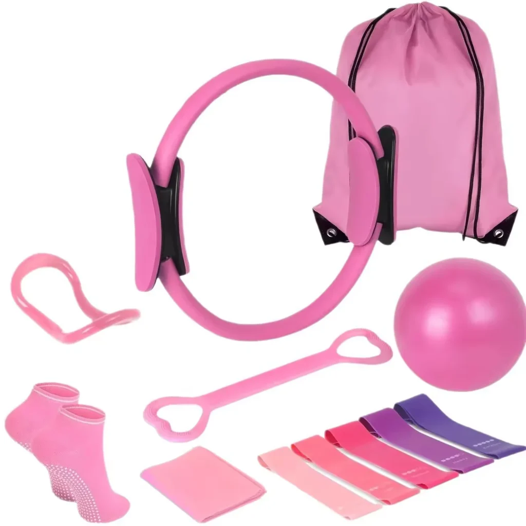 Pilates Accessories Kit Gym Stretch Resistance Band Yoga Ball Magic Circle