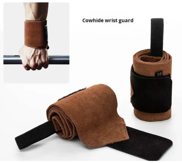 Leather Sports Wristband for Weightlifting and Push-Ups Sweat-Absorbing