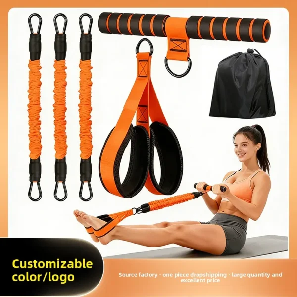 Foldable Pedal Resistance Trainer Sit-up Assist Fitness Device Home Elastic Rope