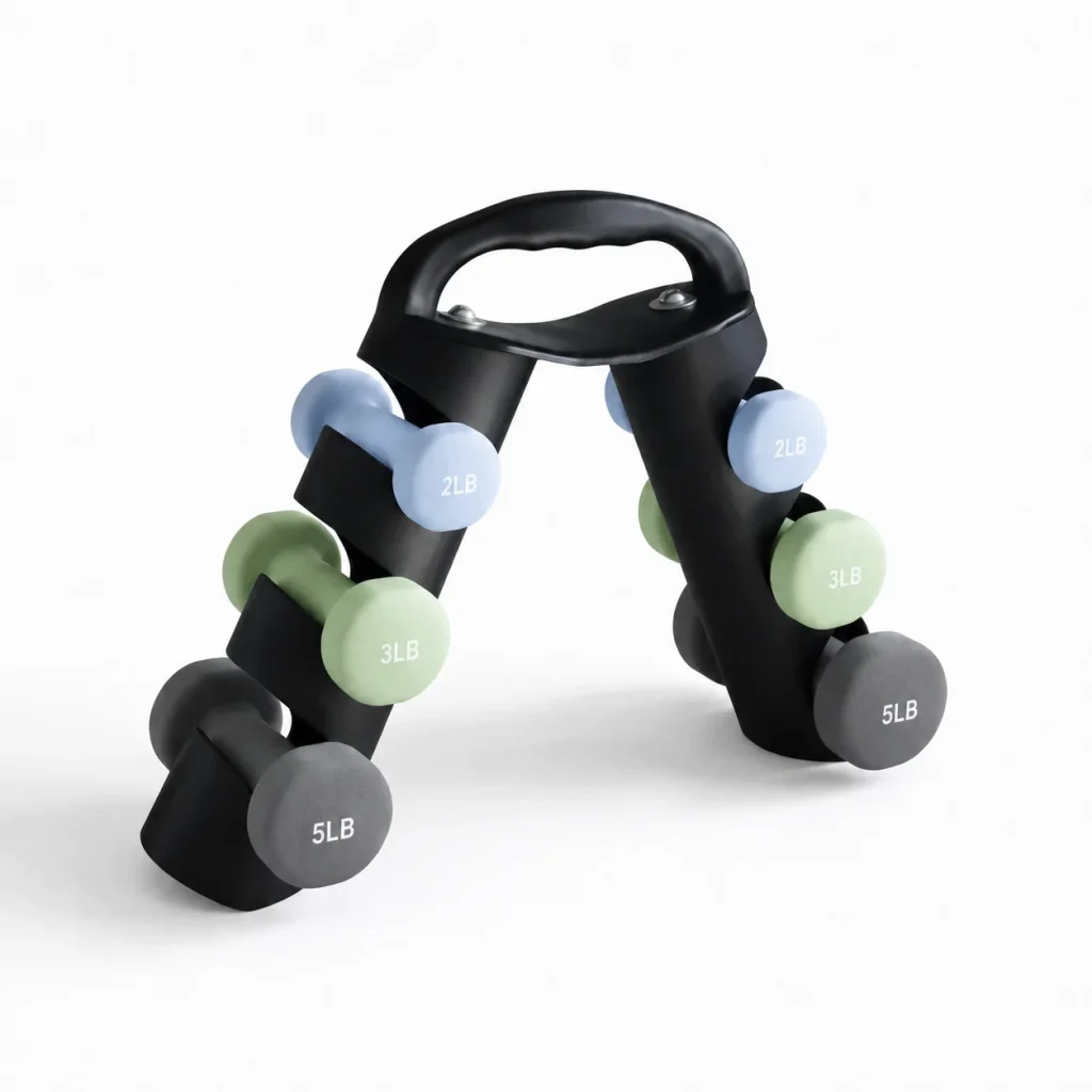 Custom Logo Neoprene Dumbbell Set with Folding Rack 2/3/5LB Home Gym Dumbbells