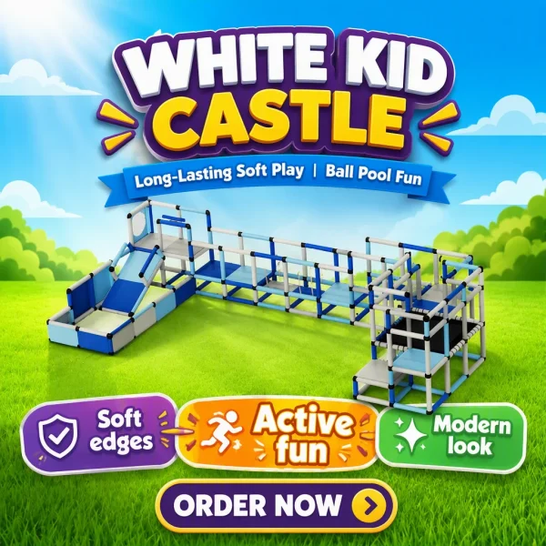 White Kid Castle Climber Indoor Playground Ball Pool PP Soft Play Equipment