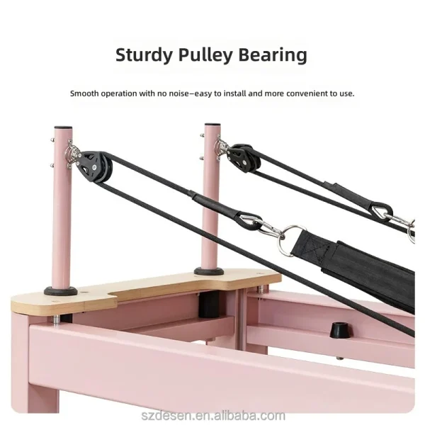 Pink Foldable Aluminum Alloy Pilates Reformer with 304 Stainless Steel Parts for