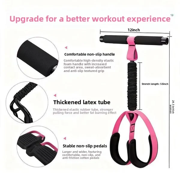 Foldable Pedal Resistance Trainer Sit-up Assist Fitness Device Home Elastic Rope