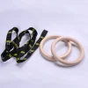Adjustable Durable Numbered Strap Double Circle Wood Gym Gymnastics Rings for