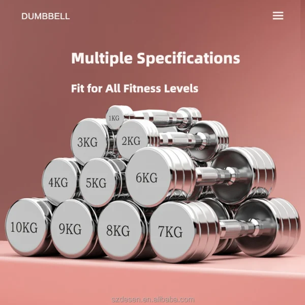 Gym Equipment Fitness Women's Dumbbells1-10kg Silver Electroplated Chromium